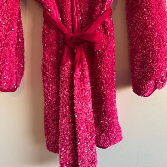 Blue B. Pink Sequin Velvet Wrap Tie Puff Glamour Dress size small - Picture 5 of 12